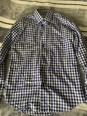Express Men’s Purple/Blue/White Gingham Button-Down Shirt